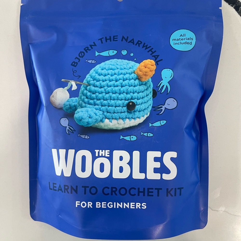 Bjorn the Narwhal Crochet Kit - Blue and Orange